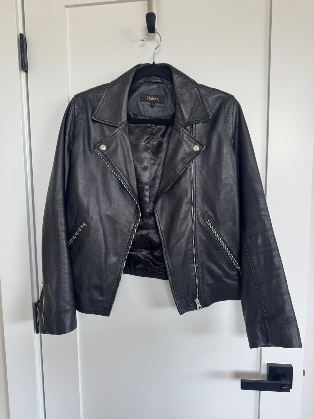 Quince Black Leather Moto Jacket